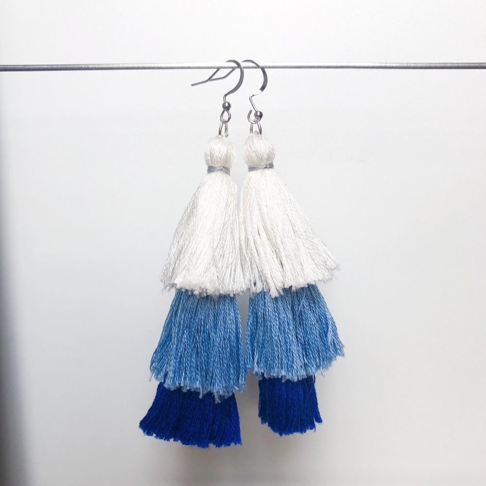 Handmade 3 tassel ombre earrings